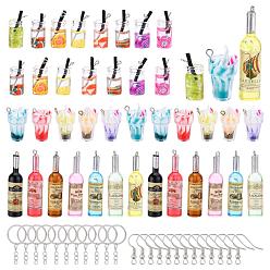 Mixed Color DIY Earring Making Kits, Including Glass Bottle Pendants, Plastic Cup Pendants, Resin Big Pendants, Iron Split Key Rings, Brass Earring Hooks, Mixed Color, Pendant: 42pcs