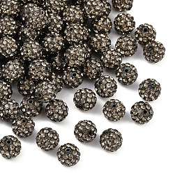 Черный Алмаз Pave disco бусины, Бусины со стразами, полимерная глина , класс А, круглые, черный алмаз, С. 12 (1.8~1.9 мм), 8 мм, отверстие : 1 мм