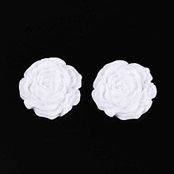 Белый Кабошоны из непрозрачной смолы в виде цветка, белые, 26.5~28x28x8.5 мм
