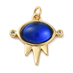 Синий Латунные микро проложить кубического циркония подвески, без кадмия и без свинца, со смолой и прыгающим кольцом, овальные амулеты, синие, 21x20.5x6 мм, отверстие : 2.5 мм