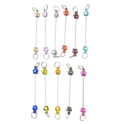 (52) Непрозрачная лаванда Железная планка для брелока с бусинами, с пластиковыми бусинами в виде цветов, для брелока своими руками, платина, разноцветные, 85x10.5x6 мм, Перейти кольцо: 12x1.5 мм, внутренний диаметр: 10.5 мм