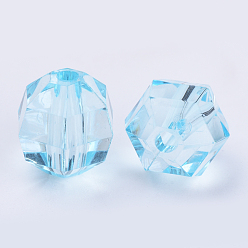 Light Cyan Transparent Acrylic Beads, Faceted, Round, Light Cyan, 6x5.5mm, Hole: 1.3mm, about 4500pcs/500g