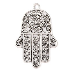 Античное Серебро Сплавочные подвески тибетского стиля, без кадмия и без свинца, хамса рука, античное серебро, 72x46.5x2 мм, отверстие : 4.5 мм, Около 74 шт / 1000 г