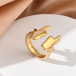 Palm 304 открытые кольца-манжеты из нержавеющей стали для женщин, золотые, ладонь, 17 мм