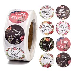 Colorful 1 Inch Thank You Theme Self-Adhesive Paper Stickers, Gift Tag, for Party, Decorative Presents, Round, Colorful, 25mm, 500pcs/roll