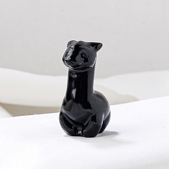 Обсидиан Натуральные обсидианные декорации, фигурка из энергетического камня Рейки, альпака/лама, 20x20x40 мм