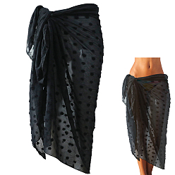 Черный Прямоугольное пляжное платье-халат из полиэстера, Аксессуары для орнаментов, чёрные, 1450x1100x1 мм