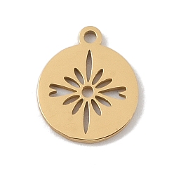Золотой 304 подвески из нержавеющей стали, лазерная резка, плоский круглый с подвеской-фейерверком, золотые, 12x10x1 мм, отверстие : 1 мм