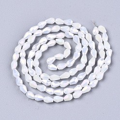 White Electroplate Glass Beads Strands, AB Color Plated, Imitation Jade Glass, Faceted Teardrop, White, 4x3mm, Hole: 0.7mm, about 98~99pcs/strand, 16.54~16.92 inch(42~43cm)
