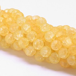 Золотистый Синтетические тресковые кварцевые нити, круглые, окрашенные, матовые, золотые, 8 мм, отверстие : 1 мм, около 50 шт / нитка, 15.75 дюйм