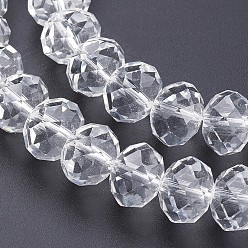 Clear Faceted Rondelle Handmade Glass Beads, for DIY Crafting, Clear, 12x8mm, Hole: 1mm, about 72pcs/strand