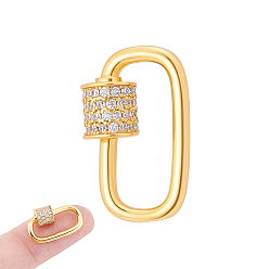 Золотой 1шт. 925 подвески-карабин с винтовым замком из стерлингового серебра, с четким кубического циркония, золотые, 18x9x2 мм