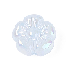 Azur Placage uv perles acryliques opaques, fleur, iridescent, azur, 19x19.5x9.5mm, Trou: 2.8mm