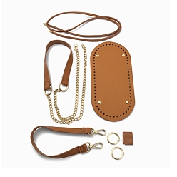 Peru Imitation Leather DIY Purse Knitting Making Kit, including Alloy Curb Chain Strap, Spring Gate Rings, Strap with Swivel Clasp, Bottom and Drawstring Accessories, Peru, 7pcs/set