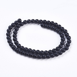 Black Stone Synthetic Black Stone Beads Strands, Frosted, Round, 6mm, Hole: 1mm, about 65pcs/strand, 15.7 inch