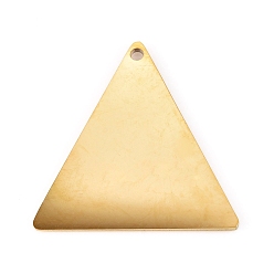 Oro 304 colgantes de acero inoxidable, acabado pulido espejo, estampar etiqueta en blanco, Corte con laser, triángulo, dorado, 19.5x19.3x0.8 mm, agujero: 1.2 mm