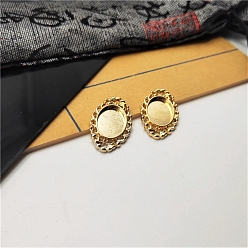 Oro Conector de aleación de cabujón, ojo del caballo, dorado, Bandeja: 14x10 mm, 25x16 mm