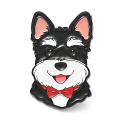 Black Schnauzer with Red Bowtie Alloy Enamel Pins, Black Lapel Pin Backs for Backpack Clothes, Black, 32x20.5mm
