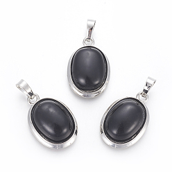 Натуральный Агат Природные подвески агат, с латунной фурнитурой , овальные, платина, 25~26x17~17.5x8~9 мм, отверстие : 8x5 мм
