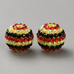 Разноцветный Тема дня благодарения смоляные стразы бусины, круглый с узором в полоску, для изготовления ручек своими руками ювелирные изделия принадлежности, красочный, 20x19 мм, отверстие : 2.5 мм