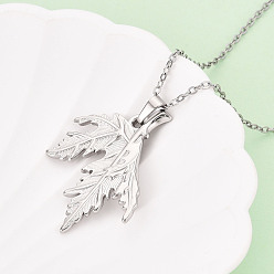 Нержавеющая Сталь Цвет 304 подвесные из нержавеющей стали ожерелья, лист, не тускнеет, цвет нержавеющей стали, 17.72~18.11 дюйм (45~46 см)