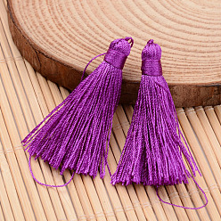 Dark Violet Nylon Thread Tassel Big Pendant Decorations, Dark Violet, 43x6mm