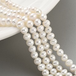 Floral White Natural Cultured Freshwater Pearl Beads Strands, Potato, Floral White, 3.5~4mm, Hole: 0.5mm, about 45~59pcs/strand, 6.89~7.68 inch(17.5~19.5cm)
