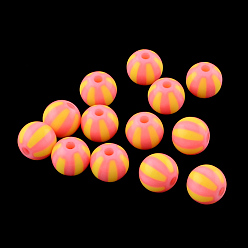 Светло-Коралловый Полоса непрозрачные акриловые шарики, круглые, свет коралловый, 19~20x18 мм, Отверстие : 3 мм , около 116 шт / 500 г