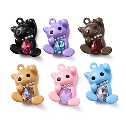 (52) Непрозрачная лаванда Подвески из сплава и страза, нести прелести, с ABS имитации жемчуга, стойки покрытие, платина, разноцветные, 25x16.5x7 мм, отверстие : 1.6 мм