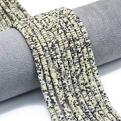 Далматинских Джаспер Природные яшмы далматин бисер нитей, матовые, дисковые бусы, Heishi бусы, 4x1.5 мм, отверстие : 0.8 мм, около 239~241 шт / нитка, 15.35 дюйм (39 см)