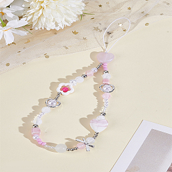 Pink 1Pc Resin Flower Heart Pendant Decoration, for Bag Mobile Phone Keychain Ornaments, Pink, 210mm