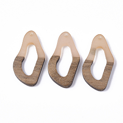 Персиковый Слойка Подвески из смолы и ореха, витых овальных, розовые, 38x19.5x4 мм, отверстие : 2 мм