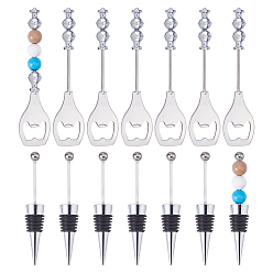 Stainless Steel Color 12Pcs Stainless Steel Bottle Opener, with 12Pcs Alloy & Rubber Wine Saver Bottle Stopper, Stainless Steel Color, 145x37mm: Pin: 3mm