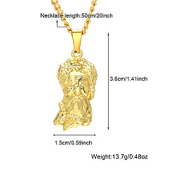 Human 304 Stainless Steel Human Wolf Pendant Necklaces for Women, Men, Golden, Human, 19.69 inch(50cm), Pendant: 36x15mm