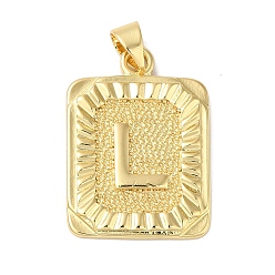 Letter L Стойки обшивки латунные подвески, долговечный, без свинца и без кадмия, квадрат с подвесками в виде букв, Письмо L, 24x17x2.5 мм, отверстие : 4x3.5 мм
