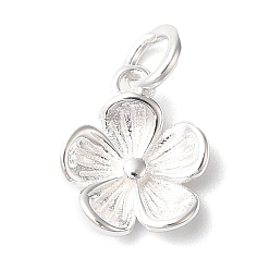 Цветок 925 серебряные шармы, с прыжковых колец, серебряный цвет гальваническим, цветок, 9x8x2 мм, отверстие : 2 мм