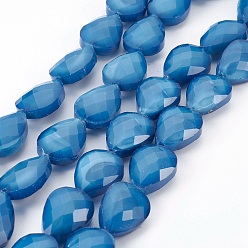 Озёрно--синий Жемчуг глянец покрытием стеклянной бусины пряди, Грановитая Teardrop, Плут синий, 18x13x9 мм, отверстие : 1 мм, около 20 шт / нитка, 13.7 дюйм