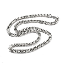 Stainless Steel Color Non-Tarnish 201 Stainless Steel Mesh Necklaces, Stainless Steel Color, 22.13 inch(56.2cm)