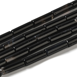 Черный Природный агат бисер нитей, колонка, окрашенная и подогревом, чёрные, 13~14x4 мм, отверстие : 1 мм, около 28 шт / нитка, 15.12'' (38.4 см)