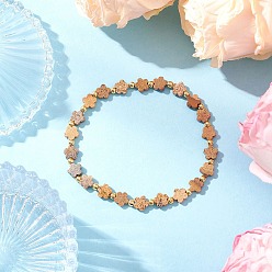 Пейзажный Джаспер Браслеты из натуральной яшмы с бусинами для женщин, цветка сливы, с латунной бисера, внутренний диаметр: 2-1/8 дюйм (5.5 см)