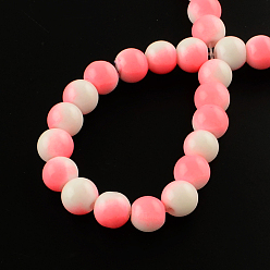 Light Coral Two-Color Baking Painted Glass Bead Strands, Round, Light Coral, 8mm, Hole: 1.3~1.6mm, about 104pcs/strand, 32.7 inch