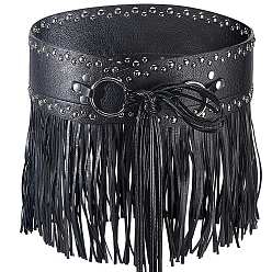 Черный Пояса в стиле панк из искусственной кожи с металлическими заклепками и кисточками, платина, чёрные, 865x79x3 мм