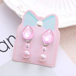 Teardrop Клипсы из пластика для детей, платина, слеза, 40x15 мм