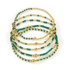 Зеленый Набор золотых браслетов дружбы с бусинами, ручная работа, украшения для ношения в несколько рядов для женщин.