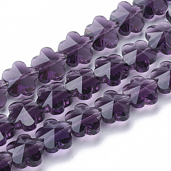 Индиго Прозрачные стеклянные бусины, граненые, цветка сливы, индиговые, 10x10x7 мм, отверстие : 1 мм