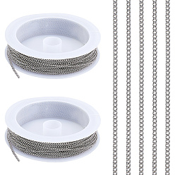 Couleur Acier Inoxydable 20m 304 chaînes gourmettes en acier inoxydable, soudé, couleur inox, 2x1.5x1mm