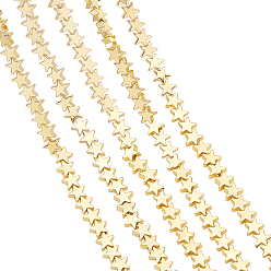 Golden Plated Electroplate Non-magnetic Synthetic Hematite Beads Strands, Beads Strands, Grade AA, Long-Lasting Plated, Star, Golden Plated, 6x6x2.5mm, Hole: 1mm, about 74pcs/strand, 15.7 inch(40cm), 2strands/box