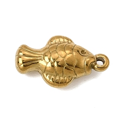 Real 18K Gold Plated 304 Stainless Steel Pendants, Fish Charms, Ion Plating(IP), Real 18K Gold Plated, 20x11.5x5.5mm, Hole: 1.5mm