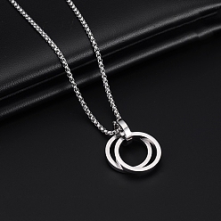 Ring Кулон из сплава 201 ожерелья из нержавеющей стали для мужчин, цвет нержавеющей стали, кольцо, 23.62~27.56 дюйм (60~70 см)