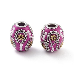 Серо-розавый Индонезийские бусины ручной работы, с железом и смолой, баррель, увядшая роза, 19.5x16 мм, отверстие : 4.8 мм